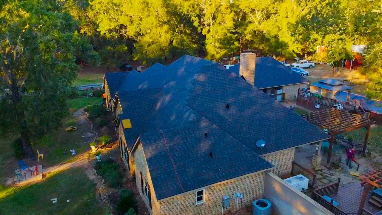 Tile roof with scenic Texas landscape