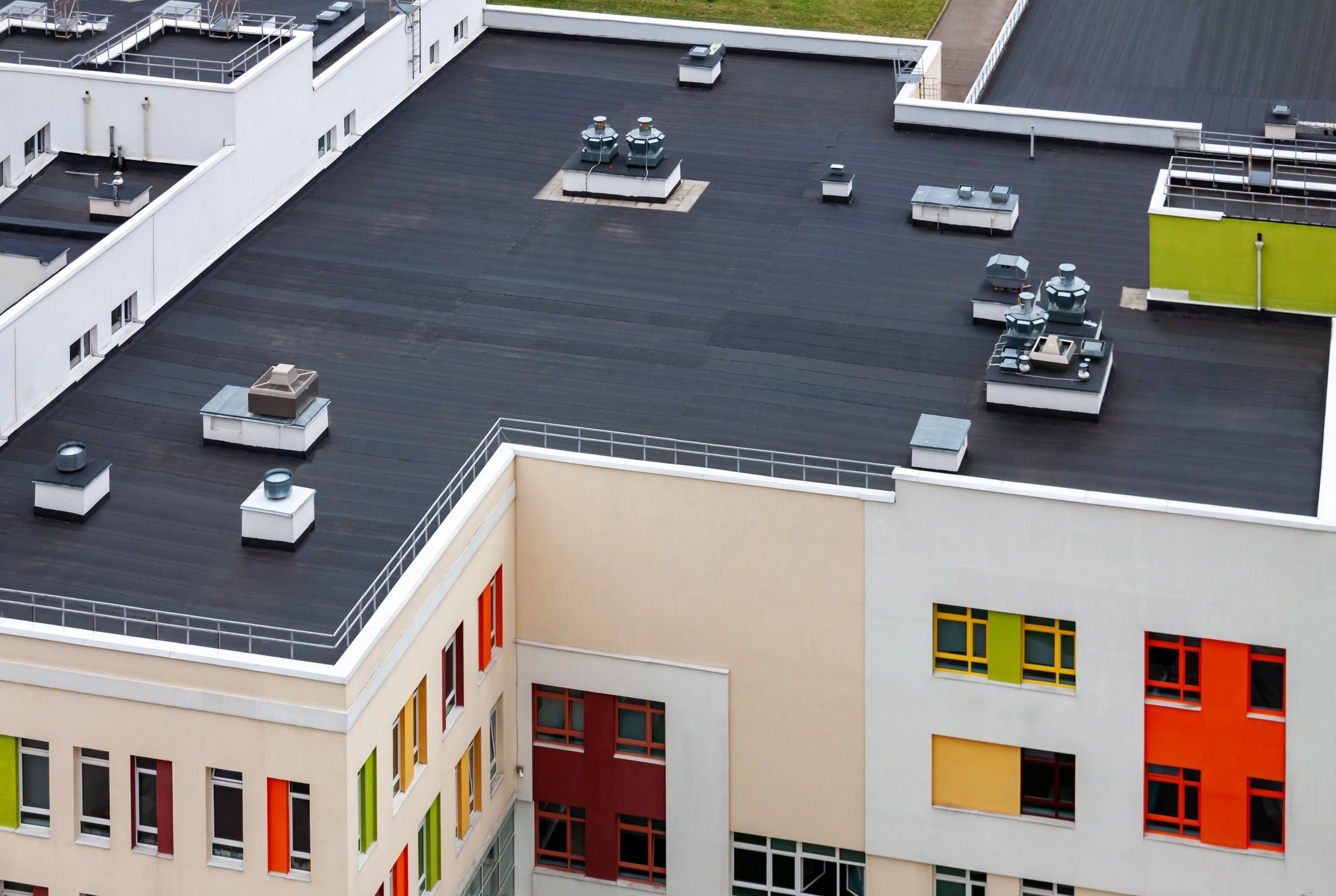 Commercial roofing project — aerial view