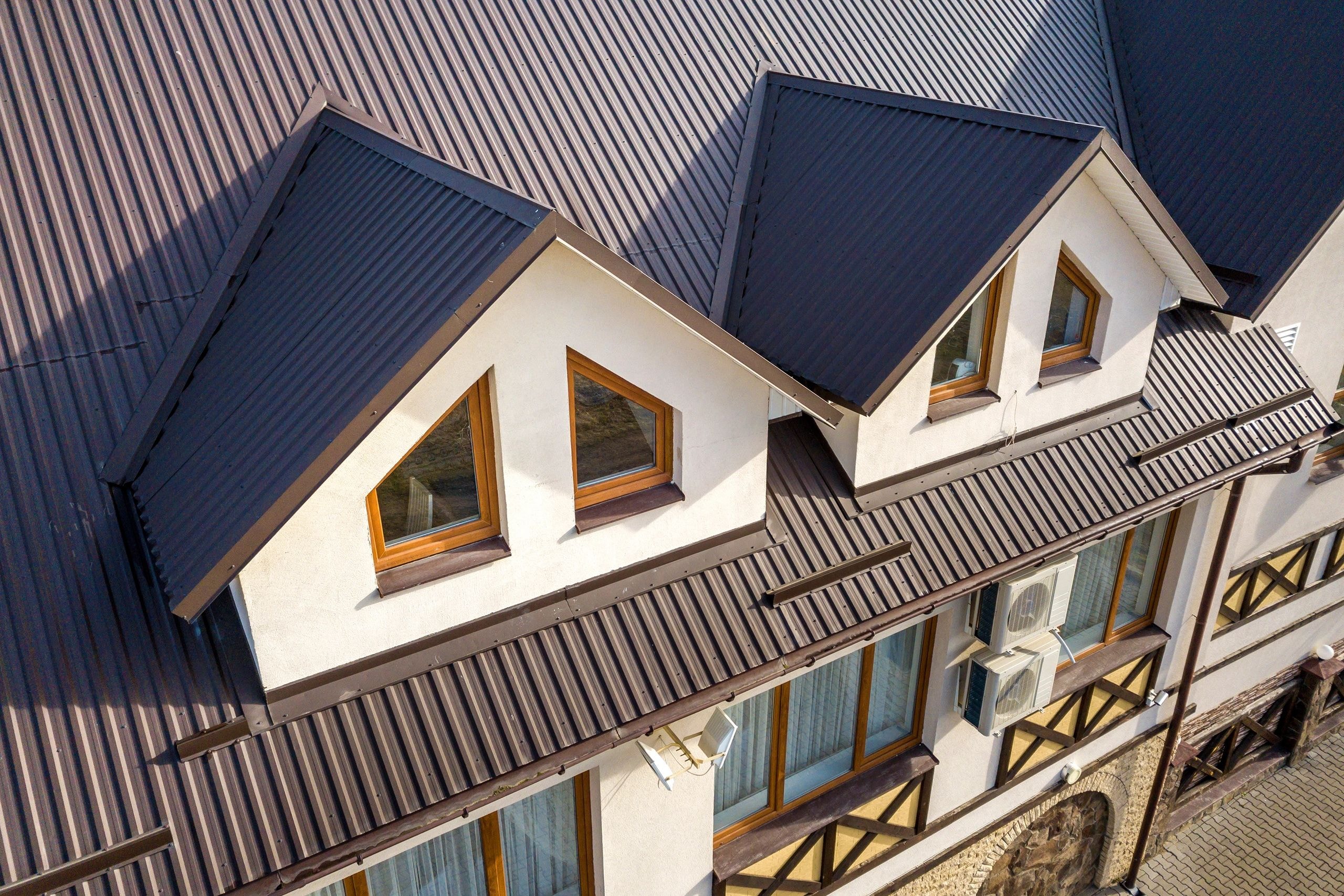 Dark navy corrugated metal roof